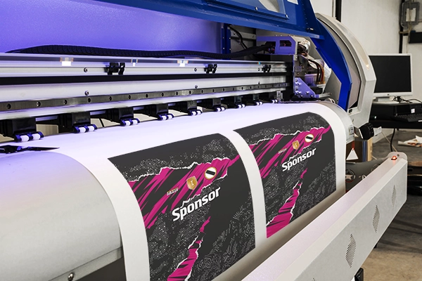 sublimation paper roll printer in cheez clothing factory doing printing for 7on7 uniforms