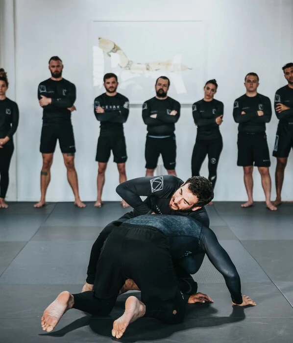 different people wearing rash guards at sports centre